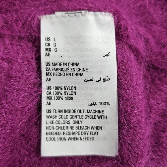 I.n.c. International Concepts Eyelash-Knit Fuzzy Sweater Burnished Berry Size L - Picture 6 of 10